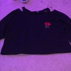 long sleeve rose crop top